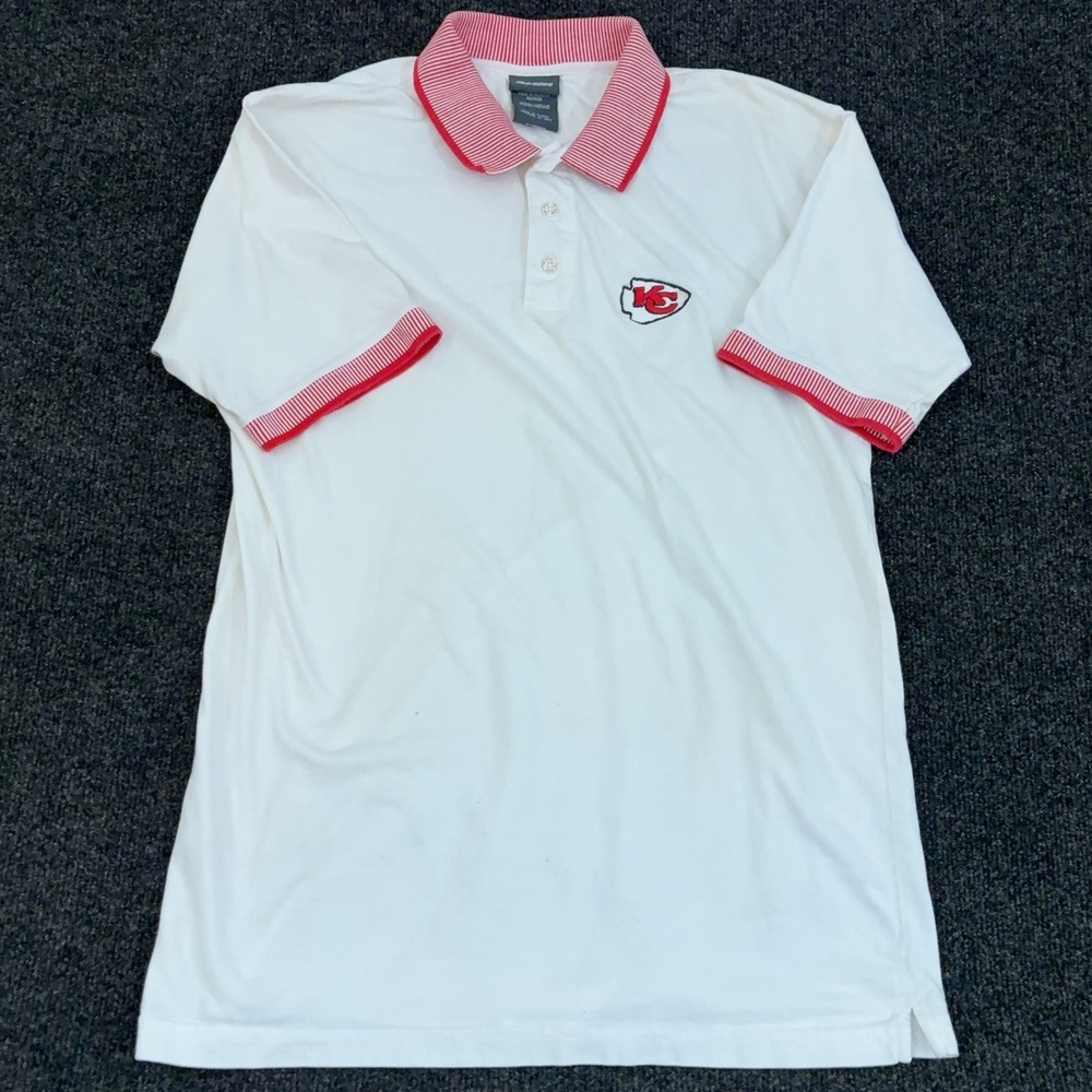 Kansas City Chiefs Shirt Mens M White NFL Football The Edge Polo Short Sleeve